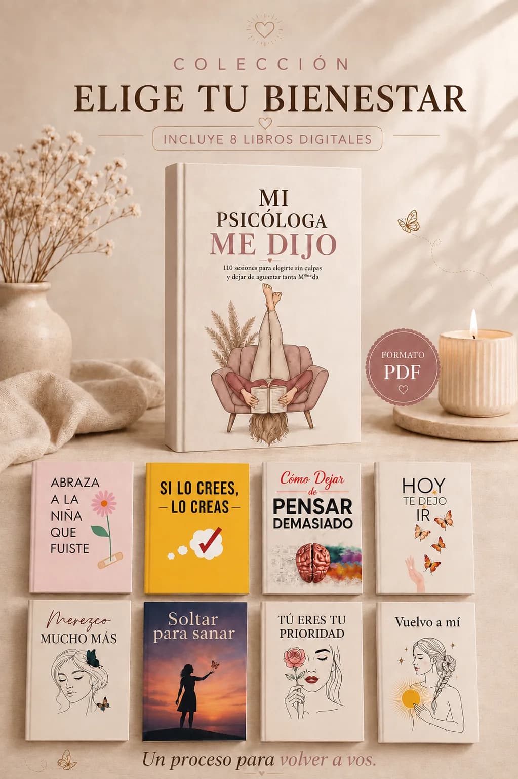 Colección «Elige tu bienestar»: «Mi psicóloga me dijo» + 8 libros digitales de regalo, en PDF